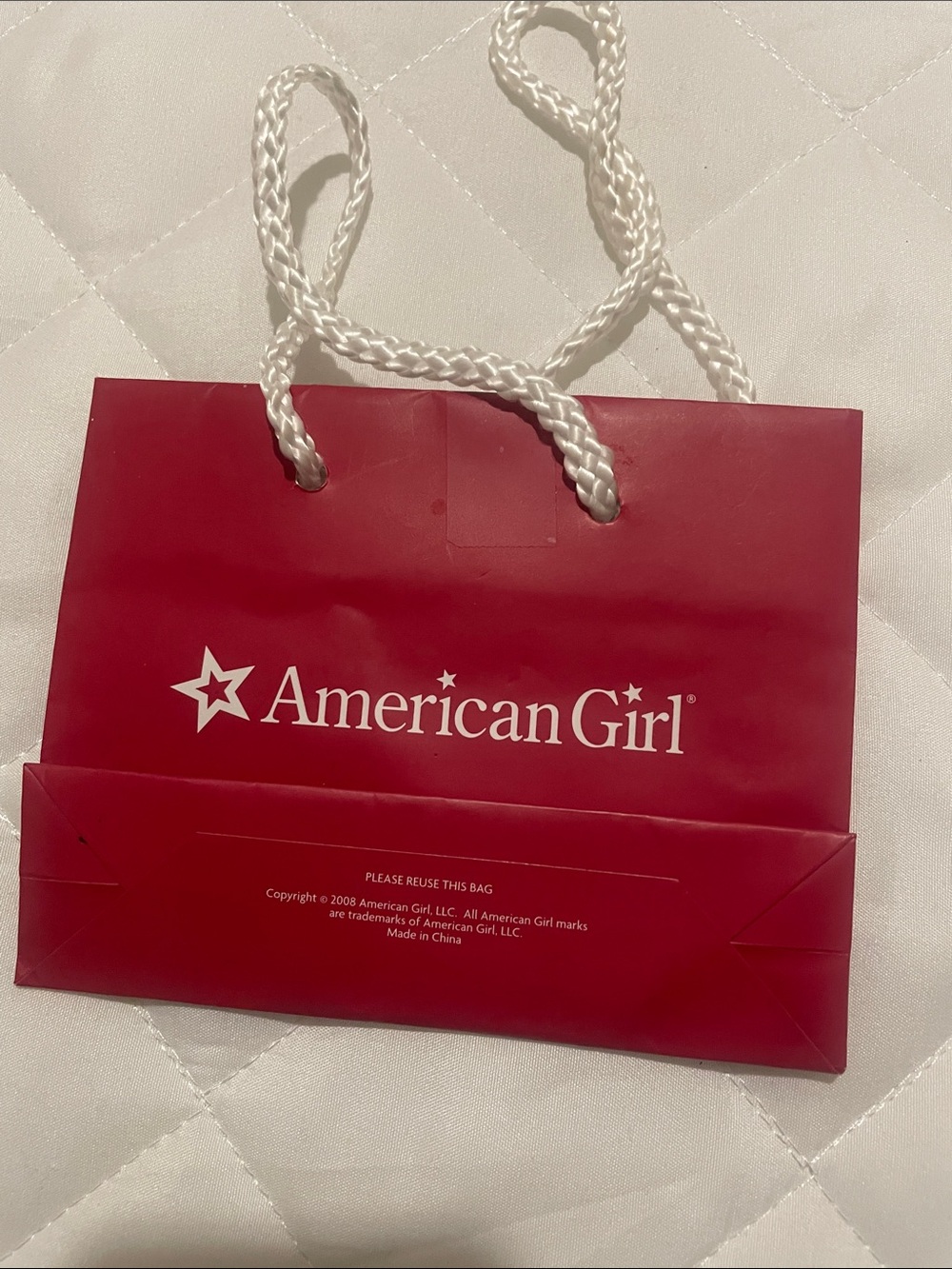 American Girl Red Mini Gift Bag with White Rope Handles